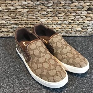 Coach Brown Flats with Signature Monogram